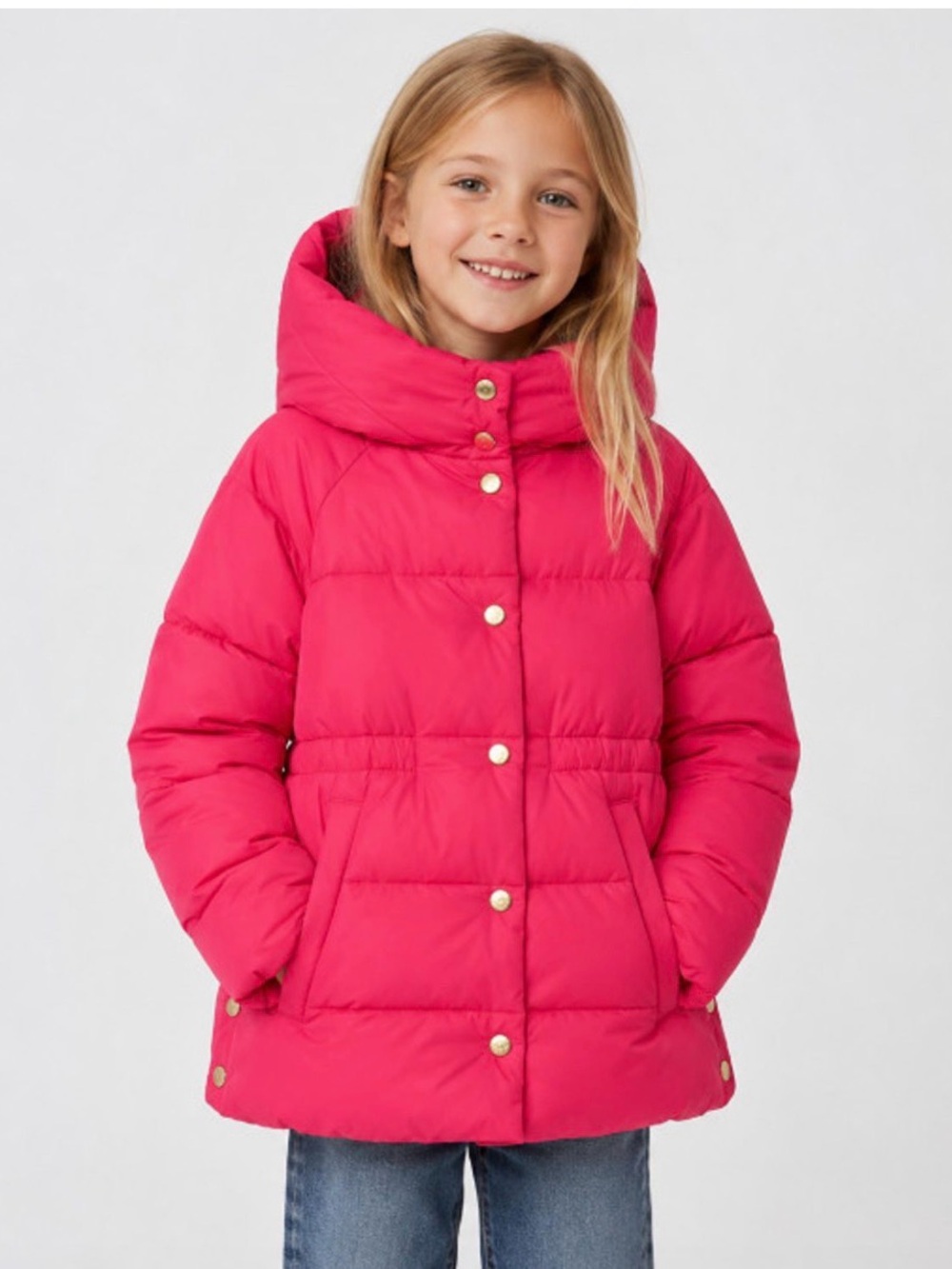 Girls' Pink Hooded Puffer Jacket